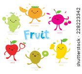 cute fruit cartoon vector | Shutterstock .eps vector #228223342