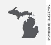 Michigan grey state border map.