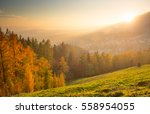 Autumn Landscape With Town At...