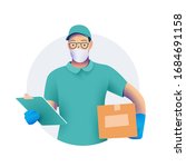 delivery men or courier in... | Shutterstock .eps vector #1684691158