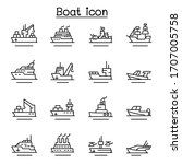 boat  ship icon set in thin... | Shutterstock .eps vector #1707005758