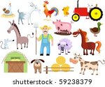 Free Cartoon Farm Animals Vector Illustration