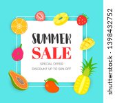 summer sale with tropical fruit ... | Shutterstock .eps vector #1398432752