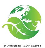 green earth with leaf  vector... | Shutterstock .eps vector #2144683955