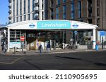 Small photo of London, UK - January 17 2022: Lewisham Docklands Light Railway (DLR) station nested within the Lewisham Gateway development.