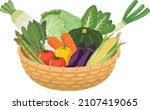 many vegetables in the basket | Shutterstock .eps vector #2107419065