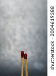 Small photo of Two Romantic Matchsticks In Love. Love And Romance Concept. Matchstick art photography used matchsticks to create the character.