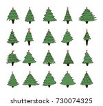 set of hand drawn christmas... | Shutterstock .eps vector #730074325