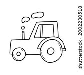 hand drawn farm tractor. doodle ... | Shutterstock .eps vector #2002230518