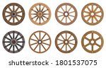 Wooden Wheel Cartoon Vector Set ...