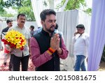 Small photo of New Delhi, India-June 5 2019: Minister of State in the Ministry of Finance Anurag Thakur during an Eid Milan programme on the occasion of Eid-ul-Fitr, at Shahnwaz Hussain residence