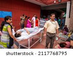 Small photo of New Delhi, India- Aug 16 2018: A view of patient going for treatment in AIIMS hospital, government health care system in India.