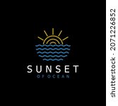 ocean beach sunset monoline... | Shutterstock .eps vector #2071226852