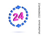24 hours icon. simple 3d render ... | Shutterstock . vector #2106046412