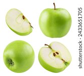 Set of green apples isolated on ...