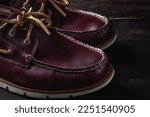 Leather boat shoes. Brown leather boat shoes.