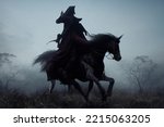 This is a 3D illustration of the headless horseman, The legend of the sleep hallows.