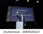 Small photo of Lille, France - 02 octobre 2021: The extreme right-wing polemicist Eric Zemmour, candidate for the French presidential election in 2022 makes a speech on stage during a conference.