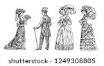 antique ladie and man.... | Shutterstock .eps vector #1249308805