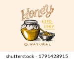Honey And Bees. Vintage Logo...