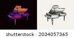 grand piano in monochrome... | Shutterstock .eps vector #2034057365