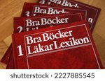 Small photo of MOTALA, SWEDEN- 6 OCTOBER 2022: Bra Bocker lakarlexikon, medical lexicon books.