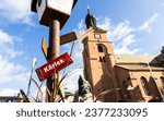 Small photo of FALUN, SWEDEN- 14 AUGUST 2023: Signs and symbols, Falu Kristine church, Falun, Sweden.