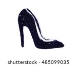 High heel shoe of black glitter sparkle on white background