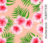 tropical pattern with... | Shutterstock . vector #518097535