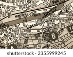 Lipson, Devon, England, United Kingdom atlas map town name in sepia