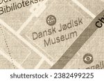 Small photo of Dansk Jodisk Museum - Copenhagen, Denmark city centre map of district atlas name of landmark in sepia