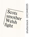 Small photo of Scots smother Welsh fight - news story from 1973 UK newspaper headline article title in sepia