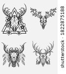 set deer skull on white... | Shutterstock .eps vector #1822875188