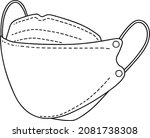 kf 94 mask line vector... | Shutterstock .eps vector #2081738308