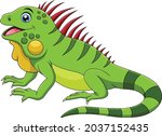 Cute Iguana Cartoon Vector...
