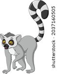Cute Lemur Cartoon Vector...