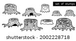 big set doodles of old stumps.... | Shutterstock .eps vector #2002228718