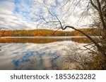 Autumn Lake Landscape  Mirror...