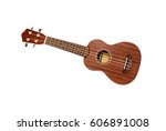 The Brown Ukulele On The White...