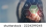 Small photo of Carbon Capture, Utilization and Storage (CCUS) concept. Technology of CO2 capturing and store it underground or use it in other industrial production processes. Net zero target, limit global warming.