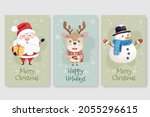 christmas cards with cute santa ... | Shutterstock .eps vector #2055296615