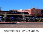 Small photo of Sedona, Arizona USA - December 24th 2023: Travel photograph of downtown Sedona during the holiday season