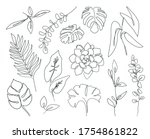 vector one line leaves set ... | Shutterstock .eps vector #1754861822
