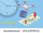fast drone delivery sushi in a... | Shutterstock .eps vector #1911595912