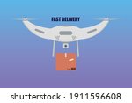 fast drone delivery boxes ... | Shutterstock .eps vector #1911596608