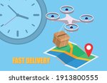 fast quadcopter delivery boxes  ... | Shutterstock .eps vector #1913800555