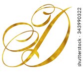 monogram d gold faux foil... | Shutterstock . vector #343990322