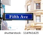 Signpost With Fifth Avenue In...