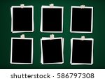 blank photo frames with tapes ... | Shutterstock . vector #586797308