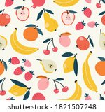 seamless pattern of fruits... | Shutterstock .eps vector #1821507248